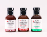 3 bottle of of BBQ sauce 