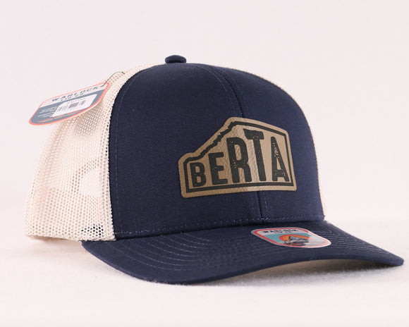 Berta Classic Snapback Hat - Navy & Stone