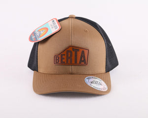 Berta Leather Patch Adjustable Snapback Hat Brown