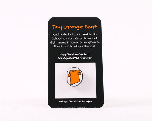 Tiny Orange Shirt Ceramic Pin - Indigenous Handmade