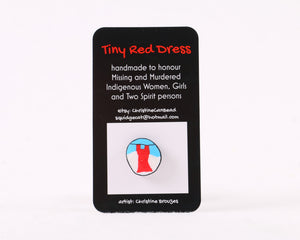 Tiny Red Dress Ceramic Pin - Indigenous Handmade