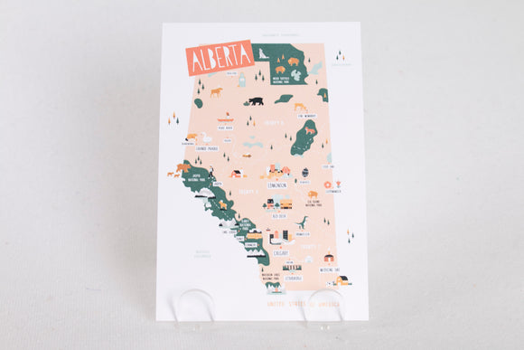 Postcard Alberta Map
